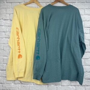 Bundle of 2 Carhartt Men's Loose Fit Heavyweight Long-Sleeve Logo Sleeve Graphic